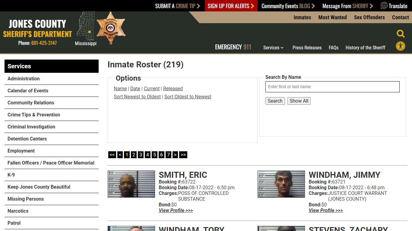 Inmate Roster - Current Inmates Booking Date Descending - Jones County ...